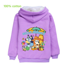 Bluey Pullover Hoodie Sweatshirt Autumn Winter Unisex Sweater Zipper Jacket for Kids Boy Girls