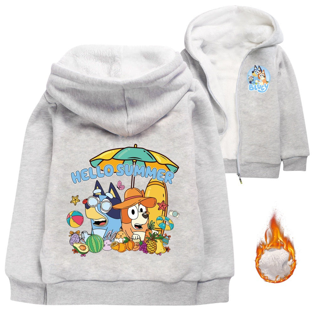 Bluey Pullover Hoodie Sweatshirt Autumn Winter Unisex Sweater Zipper Jacket for Kids Boy Girls
