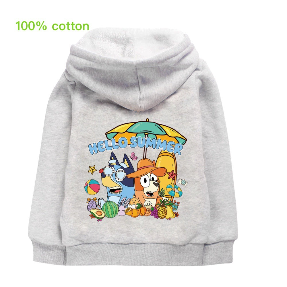 Bluey Pullover Hoodie Sweatshirt Autumn Winter Unisex Sweater Zipper Jacket for Kids Boy Girls