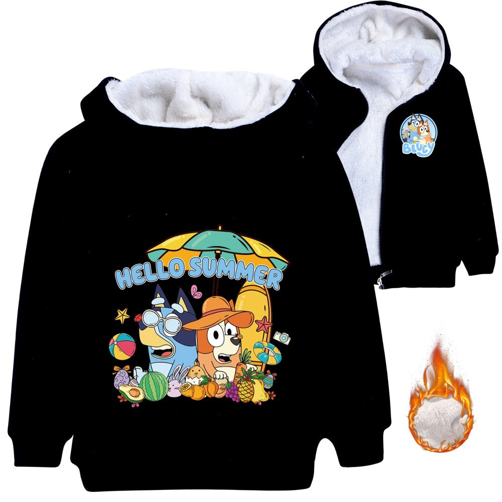 Bluey Pullover Hoodie Sweatshirt Autumn Winter Unisex Sweater Zipper Jacket for Kids Boy Girls