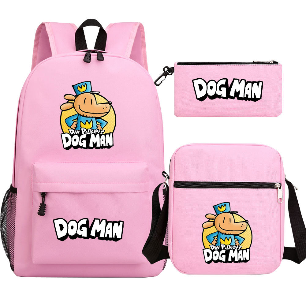 Dog Man School Bag Backpack Shoulder Bag Book Pencil Bags  3pcs Set