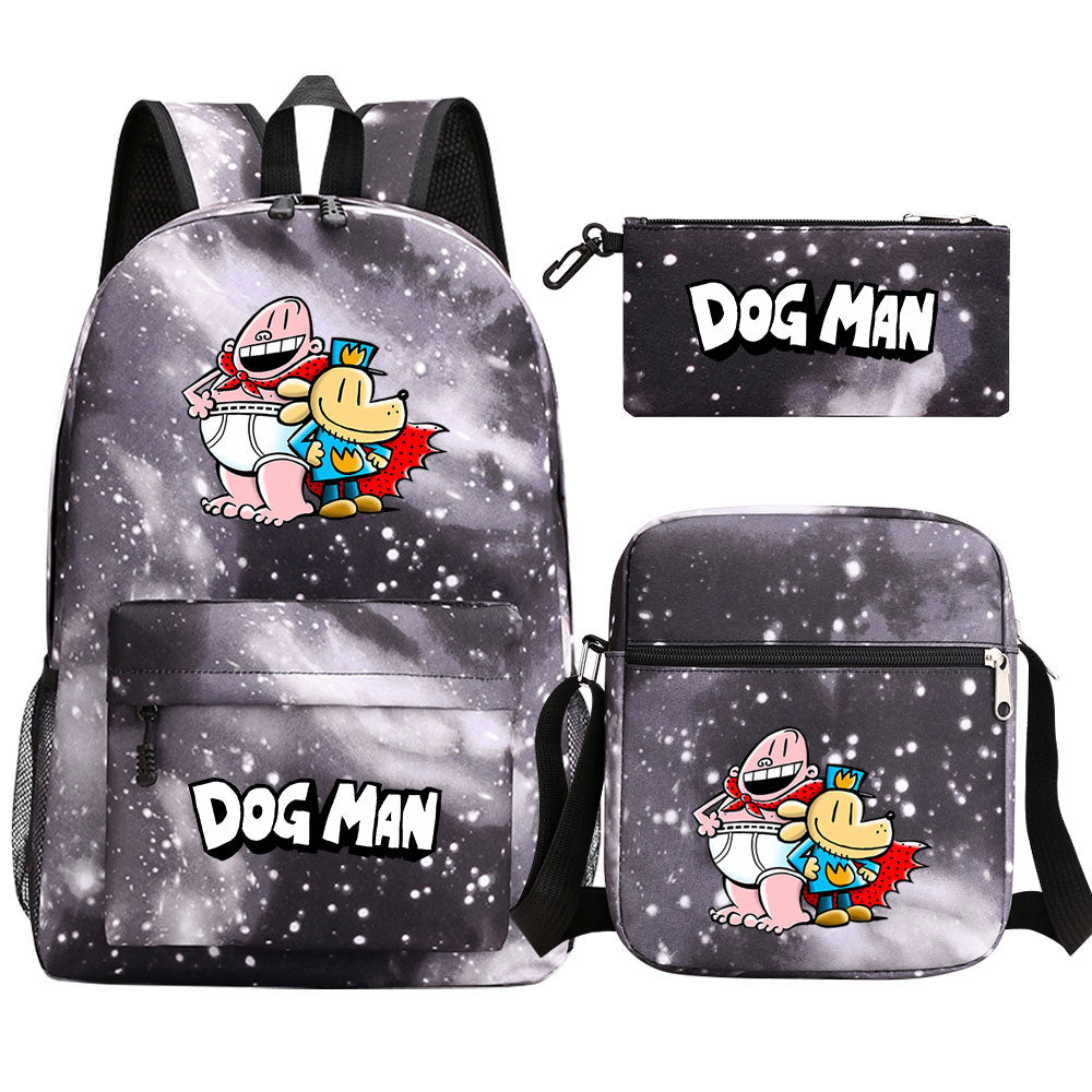 Dog Man School Bag Backpack Shoulder Bag Book Pencil Bags  3pcs Set