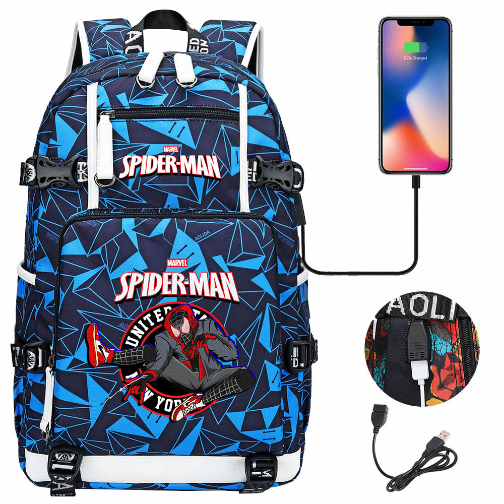 Spider Man Across the Spider Verse USB Charging Backpack School NoteBook Laptop Travel Bags