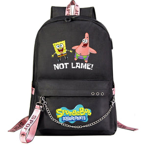SpongeBob SquarePants  USB Charging Backpack Shoolbag Notebook Bag Gifts for Kids Students