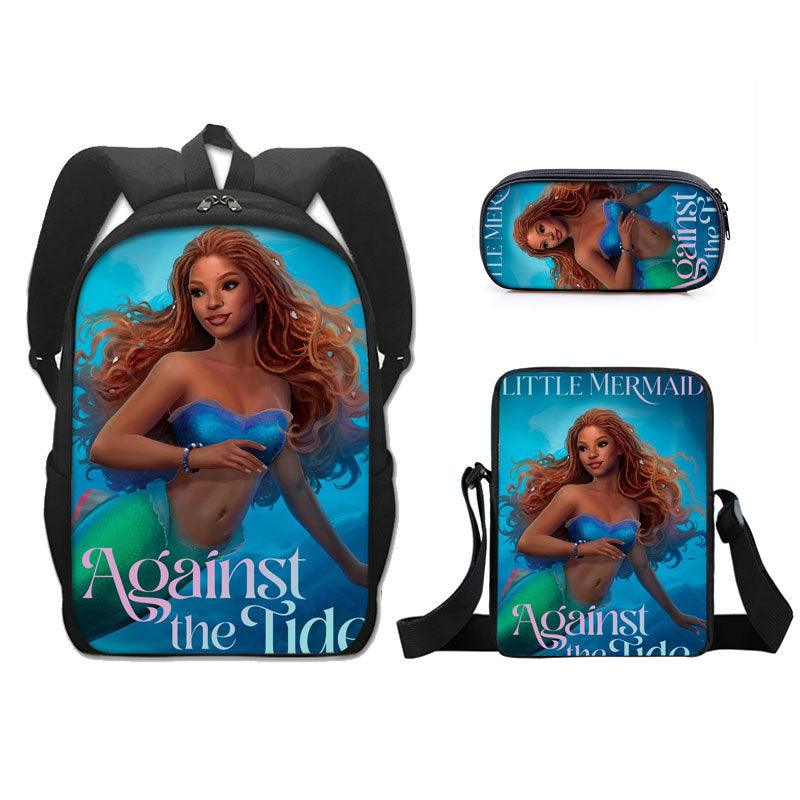 The Little Mermaid  Schoolbag Backpack Lunch Bag Pencil Case 3pcs Set Gift for Kids Students