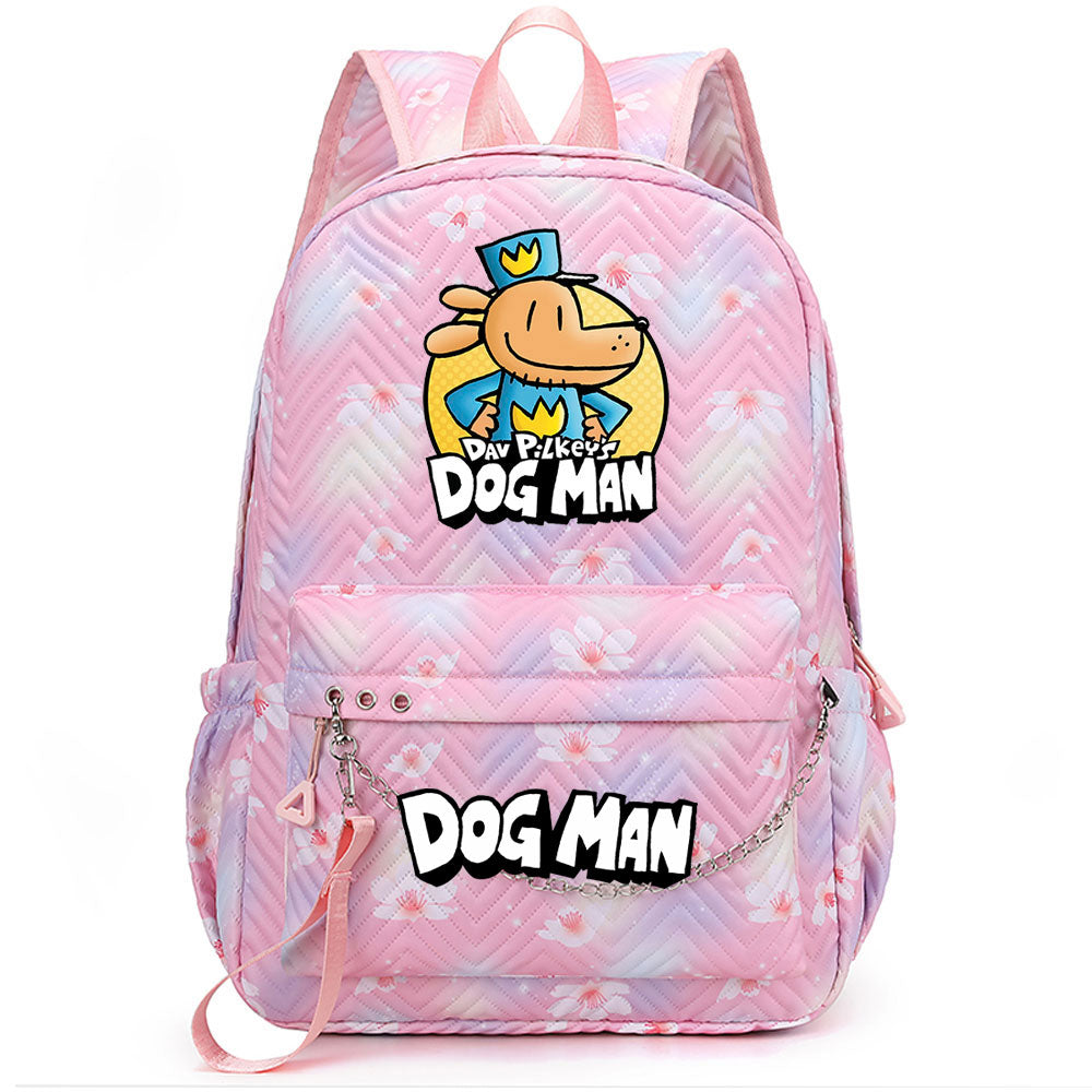 Dog Man USB Charging Backpack Shoolbag Notebook Bag Gifts for Kids Students