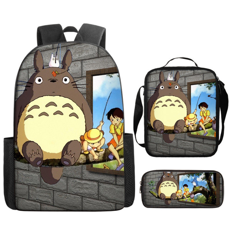 My Neighbor Totoro Schoolbag Backpack Lunch Bag Pencil Case 3pcs Set Gift for Kids Students