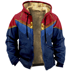 Captain Marvel 2 Carol Danvers Cosplay Fleece Hoodie Sweatshirt Sweater Unisex Zipper Jacket Coat for Winter