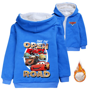 Cars Lightning Pullover Hoodie Sweatshirt Autumn Winter Unisex Sweater Zipper Jacket for Kids Boy Girls