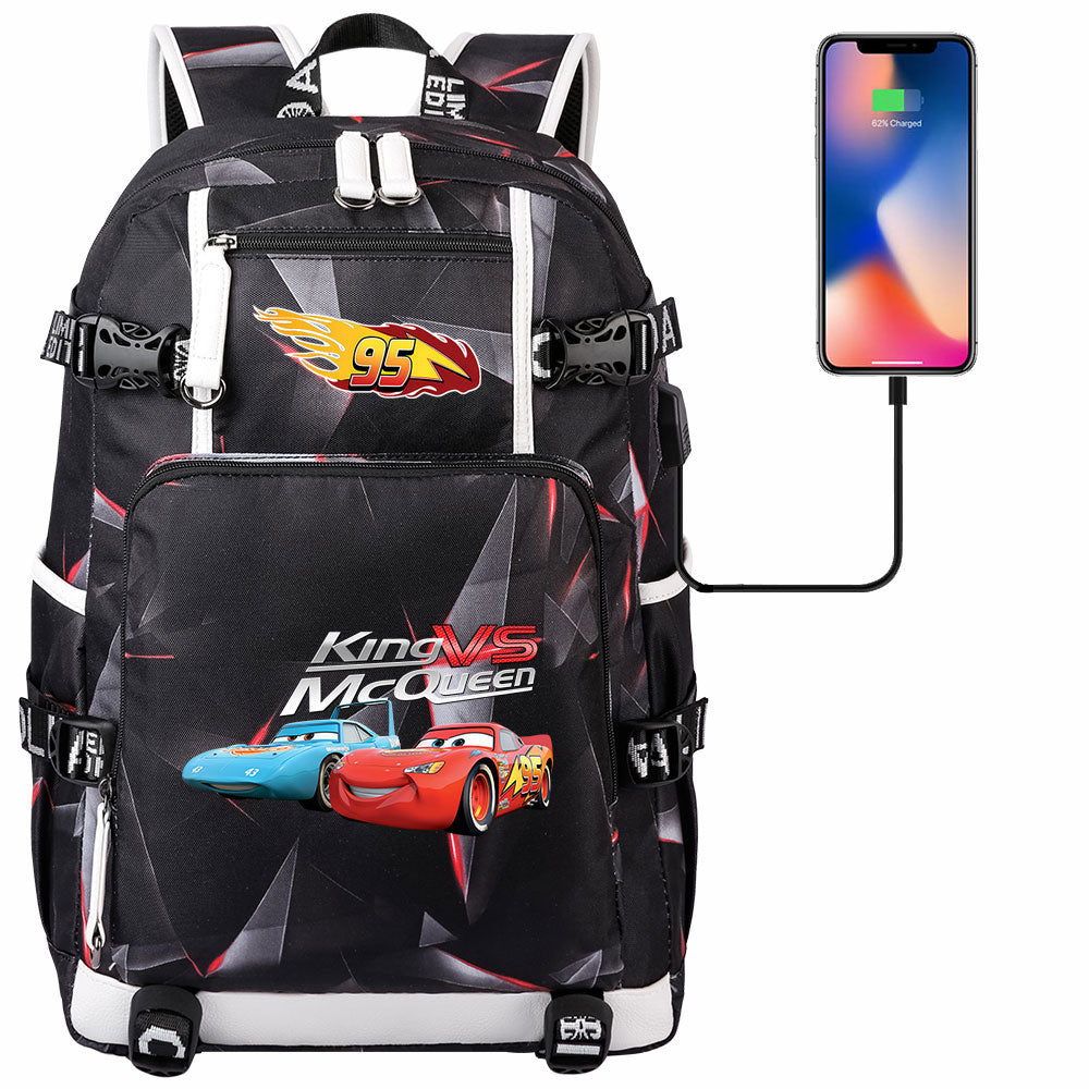 Cars Lightning USB Charging Backpack School NoteBook Laptop Travel Bags