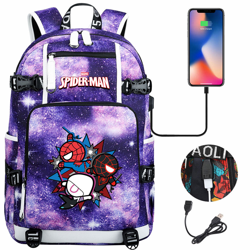 Spider Man Across the Spider Verse USB Charging Backpack School NoteBook Laptop Travel Bags