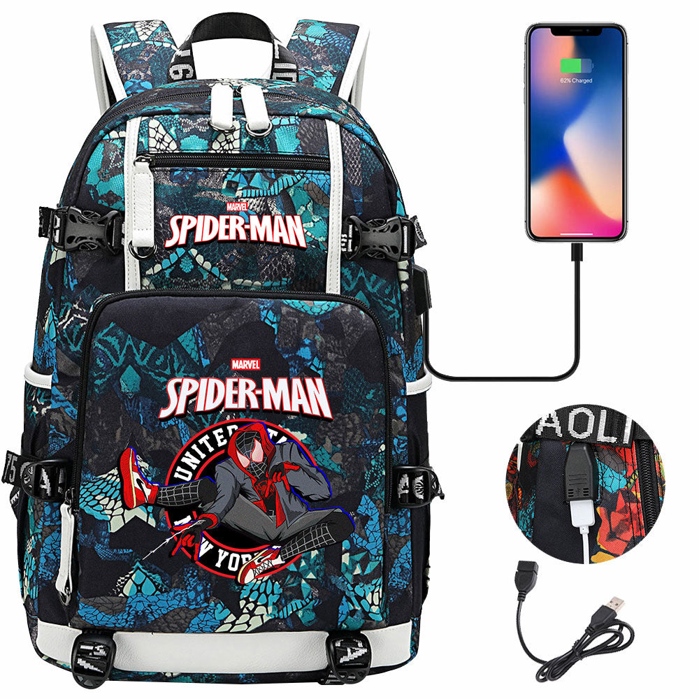 Spider Man Across the Spider Verse USB Charging Backpack School NoteBook Laptop Travel Bags
