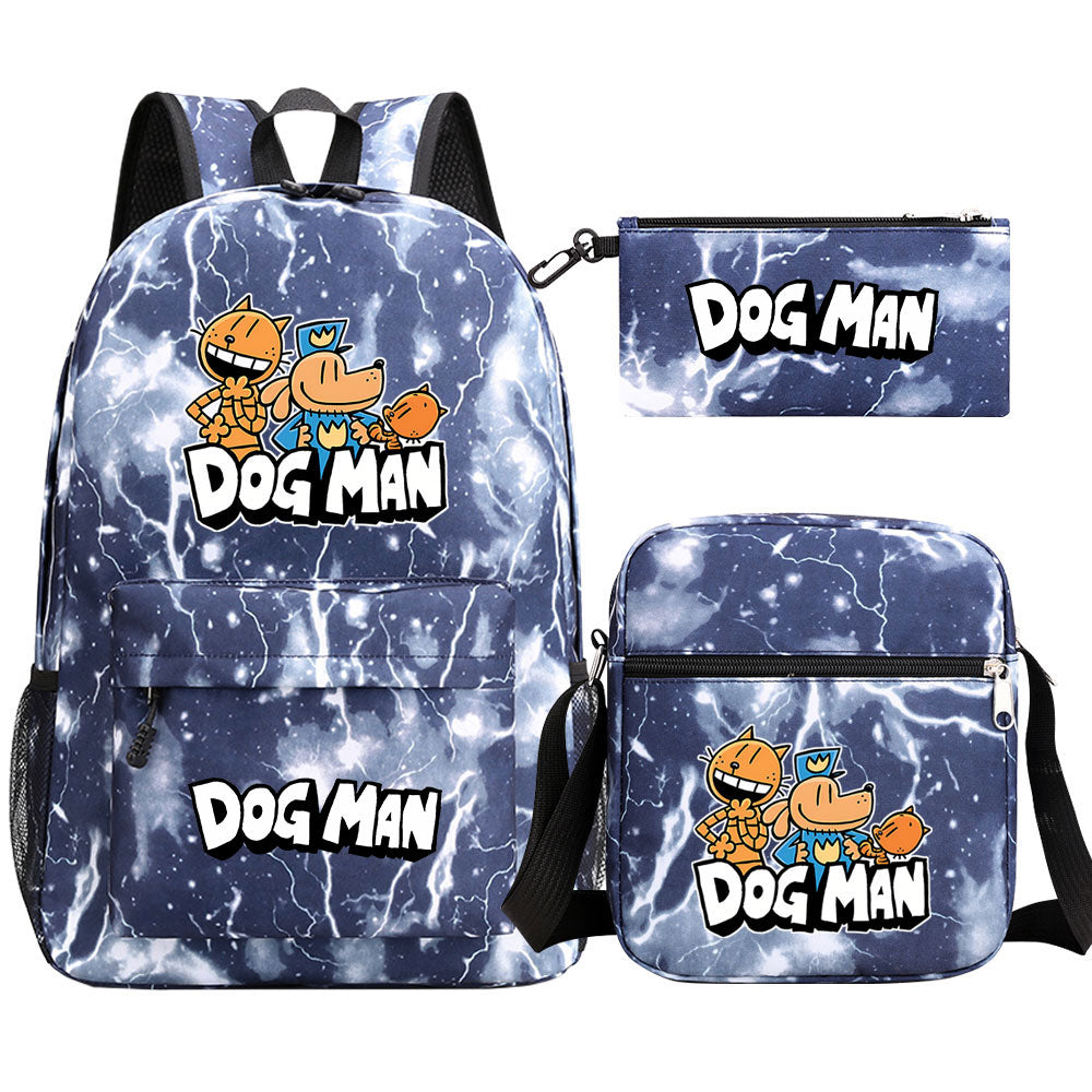 Dog Man School Bag Backpack Shoulder Bag Book Pencil Bags  3pcs Set