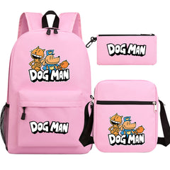 Dog Man School Bag Backpack Shoulder Bag Book Pencil Bags  3pcs Set