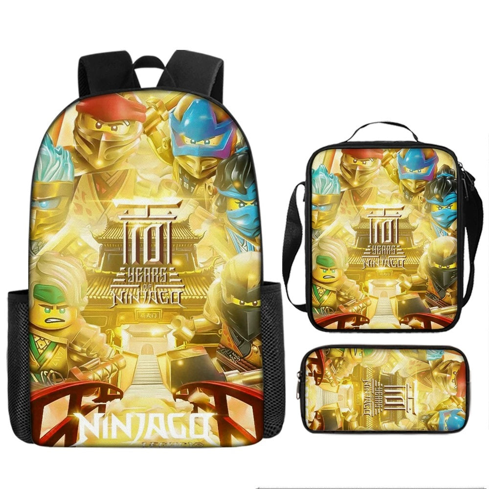 Ninjago Schoolbag Backpack Lunch Bag Pencil Case 3pcs Set Gift for Kids Students