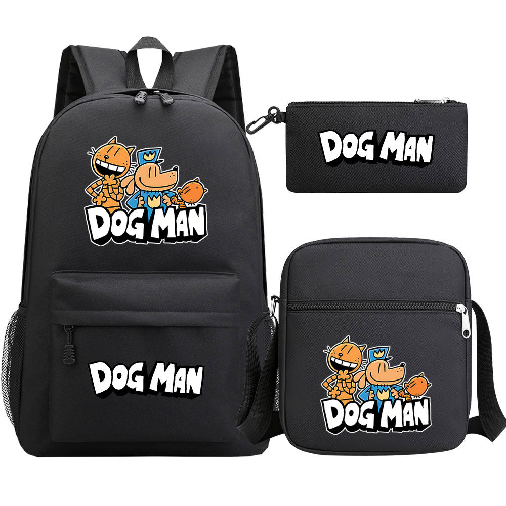 Dog Man School Bag Backpack Shoulder Bag Book Pencil Bags  3pcs Set