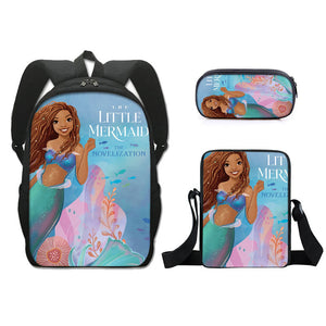 The Little Mermaid  Schoolbag Backpack Lunch Bag Pencil Case 3pcs Set Gift for Kids Students