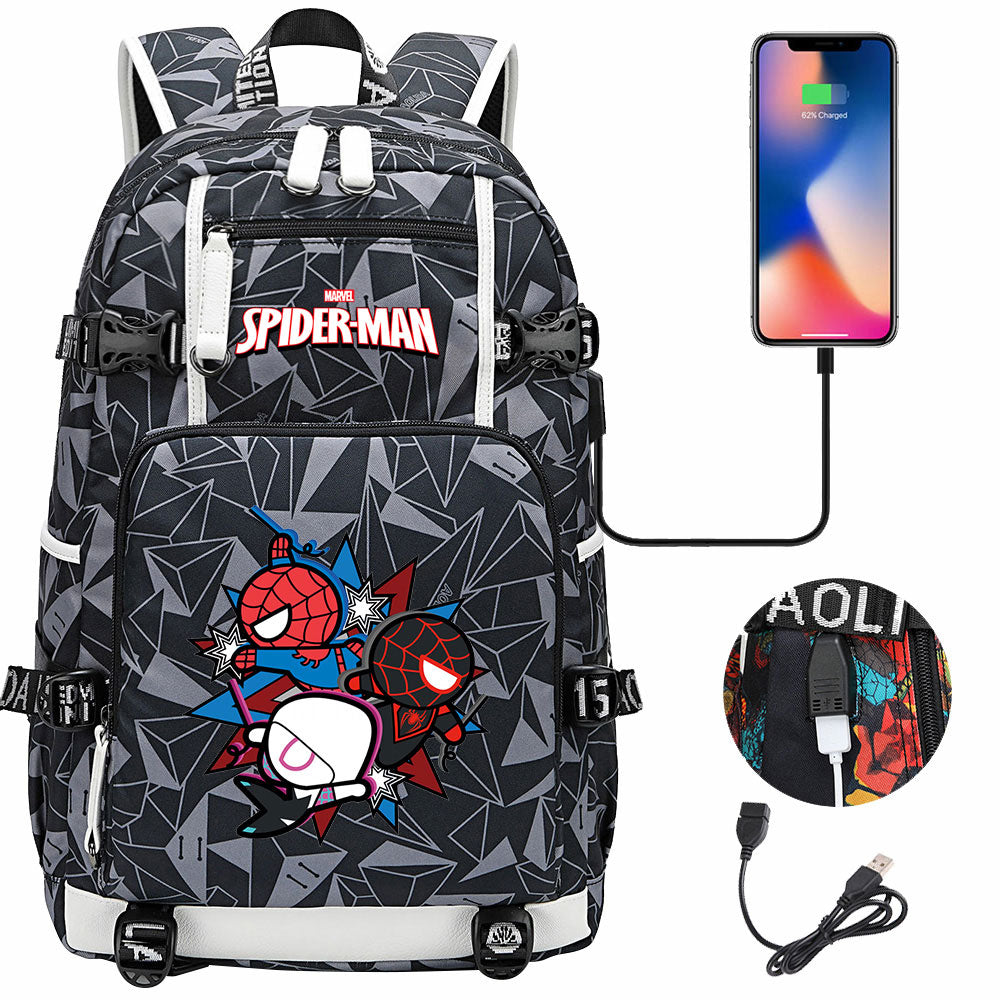 Spider Man Across the Spider Verse USB Charging Backpack School NoteBook Laptop Travel Bags