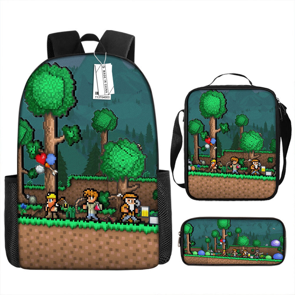 Terraria Schoolbag Backpack Lunch Bag Pencil Case 3pcs Set Gift for Kids Students