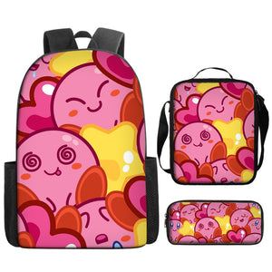 Kirby Schoolbag Backpack Lunch Bag Pencil Case 3pcs Set Gift for Kids Students