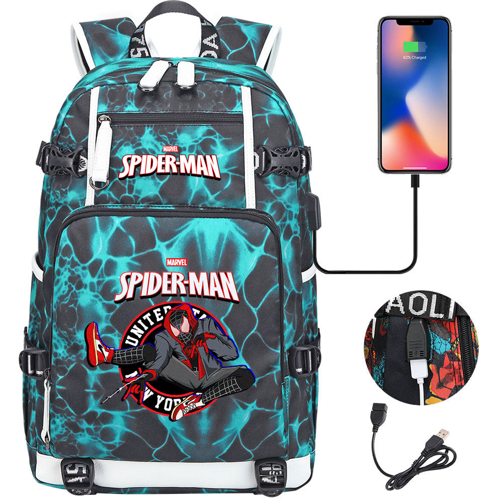 Spider Man Across the Spider Verse USB Charging Backpack School NoteBook Laptop Travel Bags