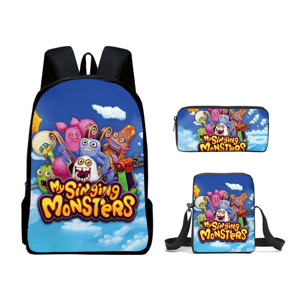 My Singing Monsters Schoolbag Backpack Lunch Bag Pencil Case 3pcs Set Gift for Kids Students