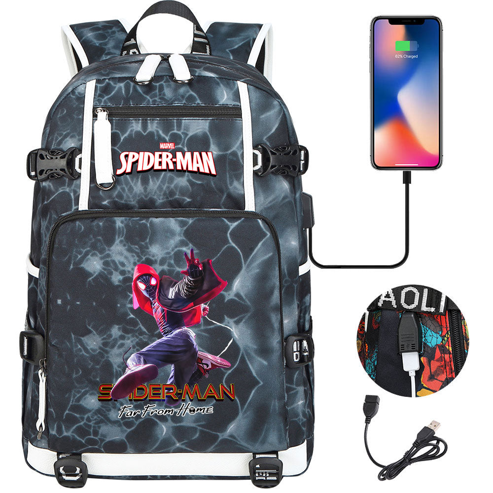 Spider Man Across the Spider Verse USB Charging Backpack School NoteBook Laptop Travel Bags