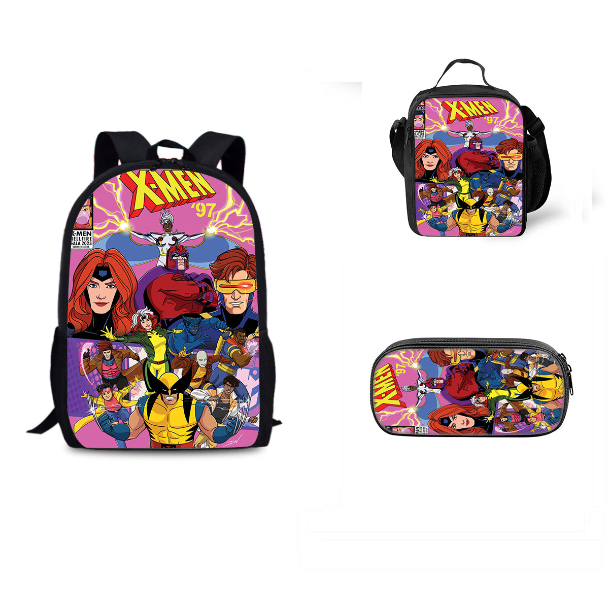 X-Men 97 Season 1 Schoolbag Backpack Lunch Bag Pencil Case 3pcs Set Gift for Kids Students