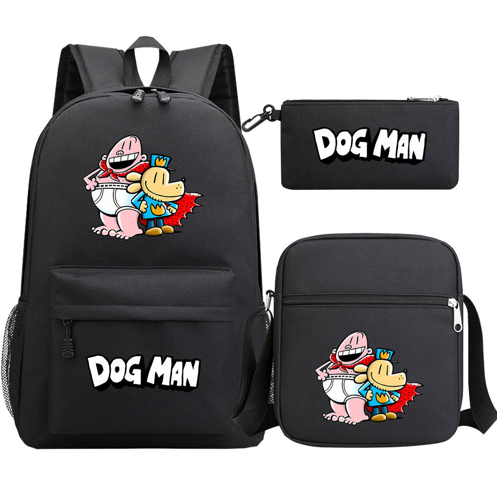 Dog Man School Bag Backpack Shoulder Bag Book Pencil Bags  3pcs Set