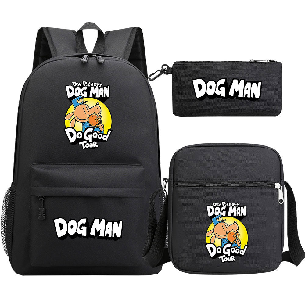 Dog Man School Bag Backpack Shoulder Bag Book Pencil Bags  3pcs Set