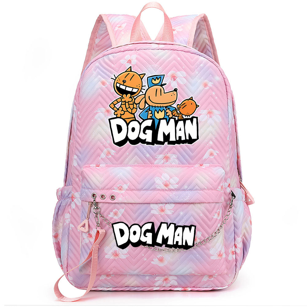 Dog Man USB Charging Backpack Shoolbag Notebook Bag Gifts for Kids Students