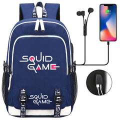 Squid Game USB Charging Backpack School Note Book Laptop Travel Bags