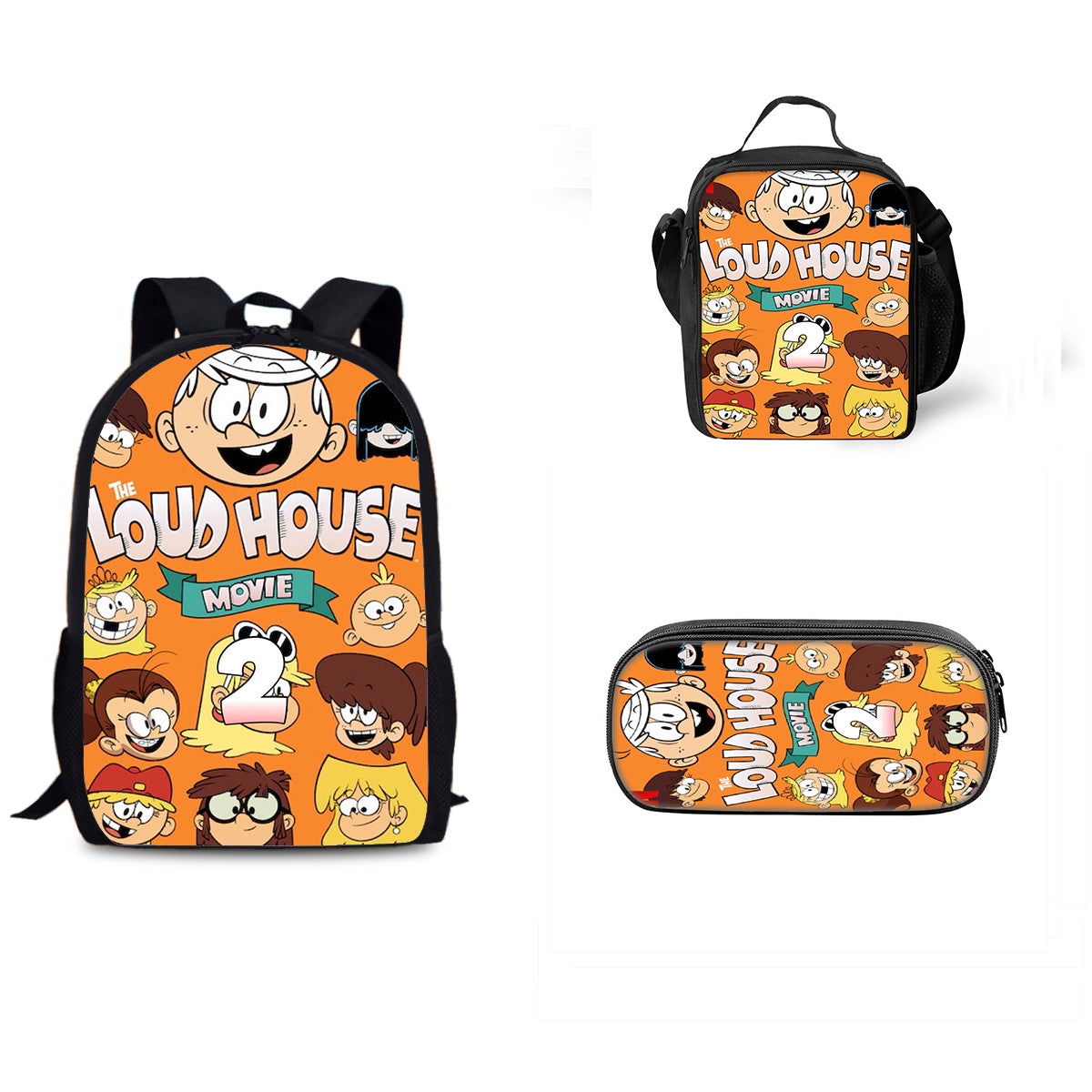 The Loud House Schoolbag Backpack Lunch Bag Pencil Case 3pcs Set Gift for Kids Students