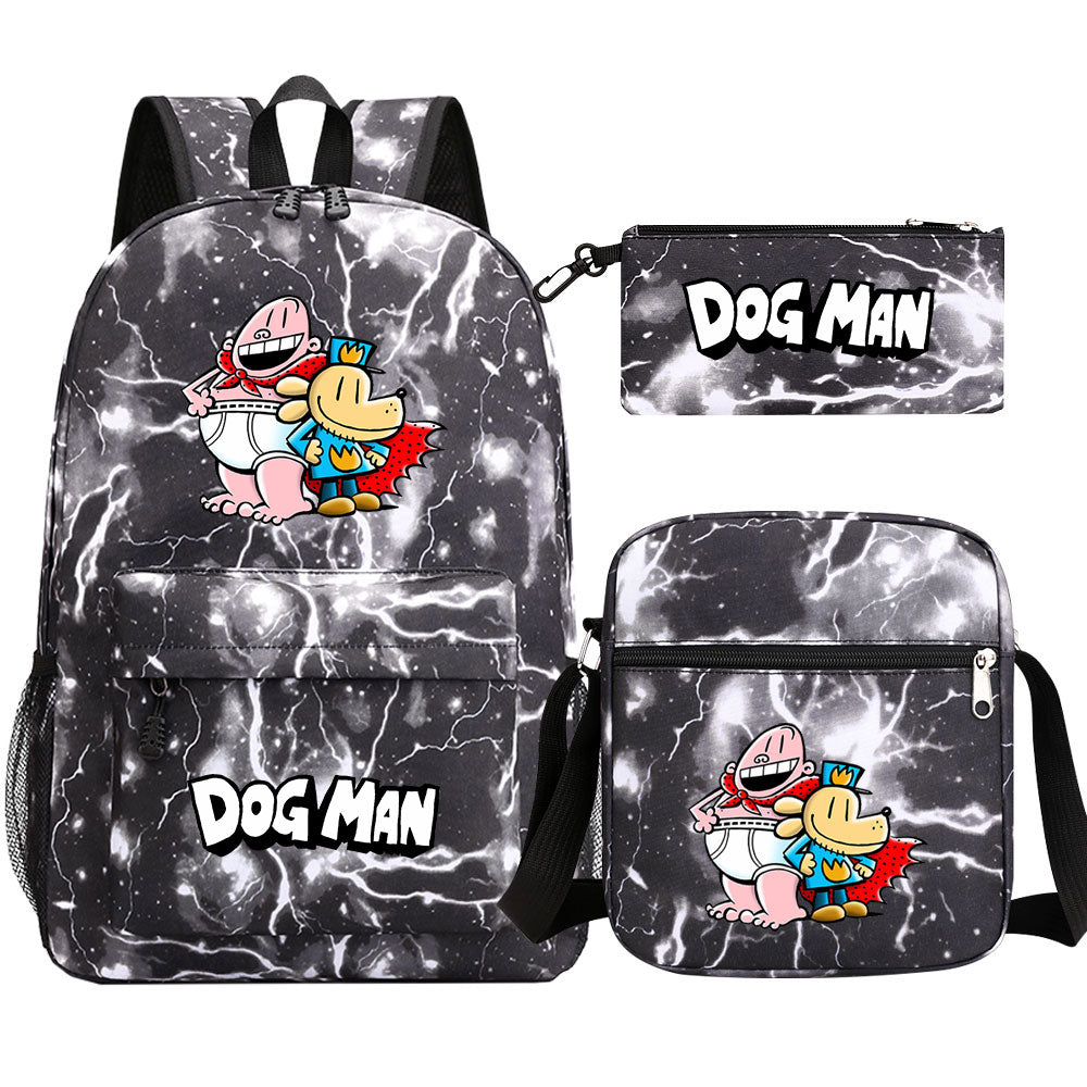 Dog Man School Bag Backpack Shoulder Bag Book Pencil Bags  3pcs Set