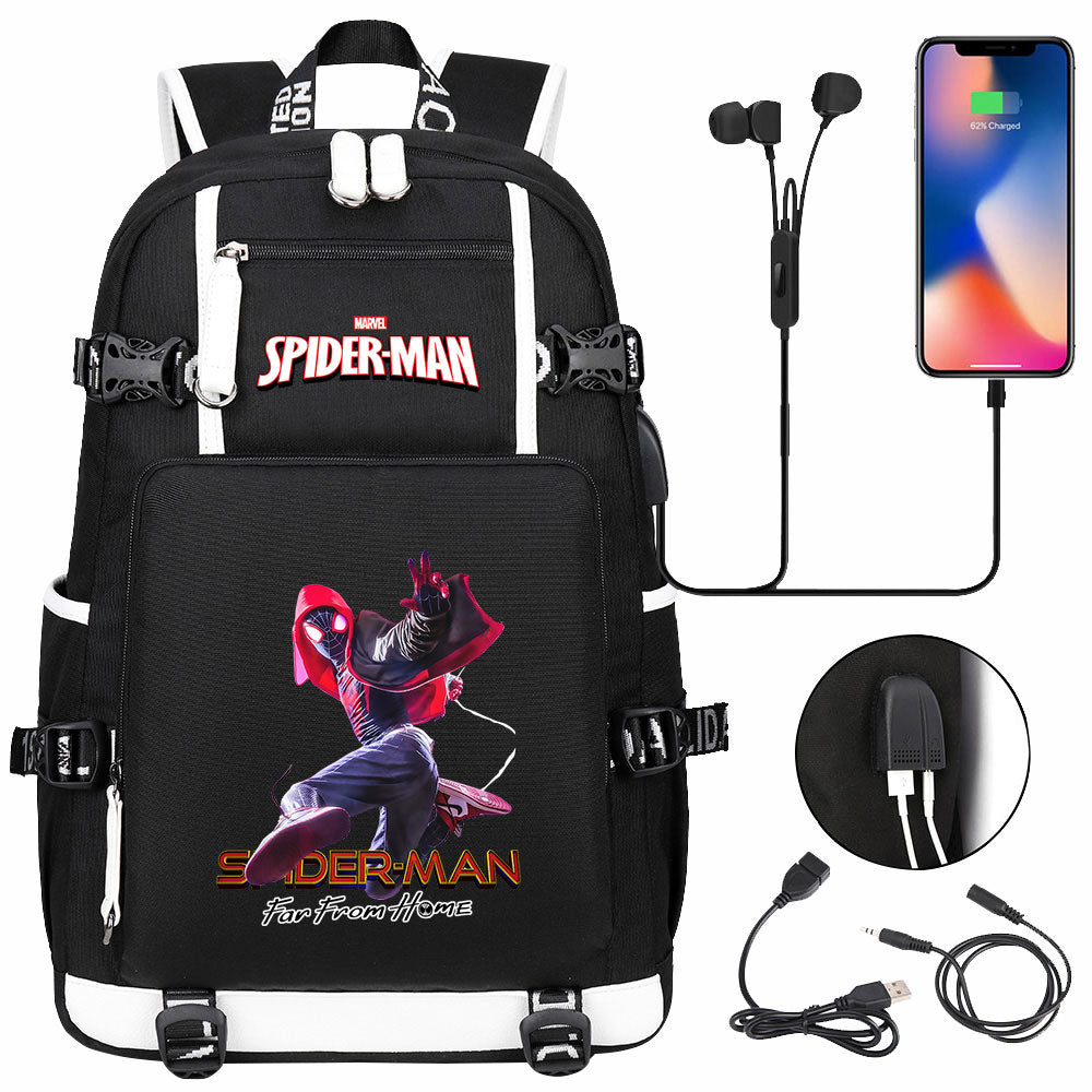 Spider Man Across the Spider Verse USB Charging Backpack School NoteBook Laptop Travel Bags