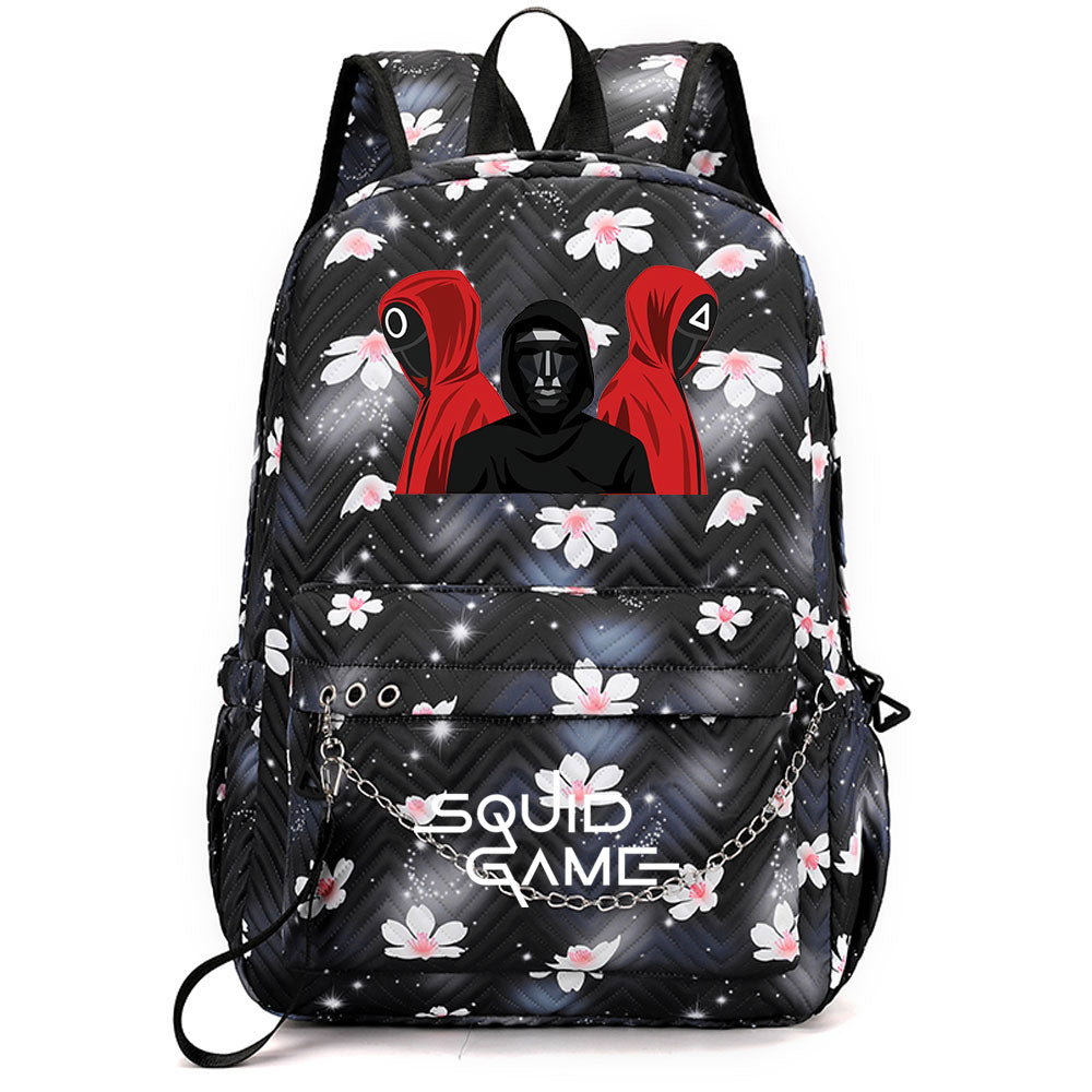 Squid Game USB Charging Backpack Shoolbag Notebook Bag Gifts for Kids Students