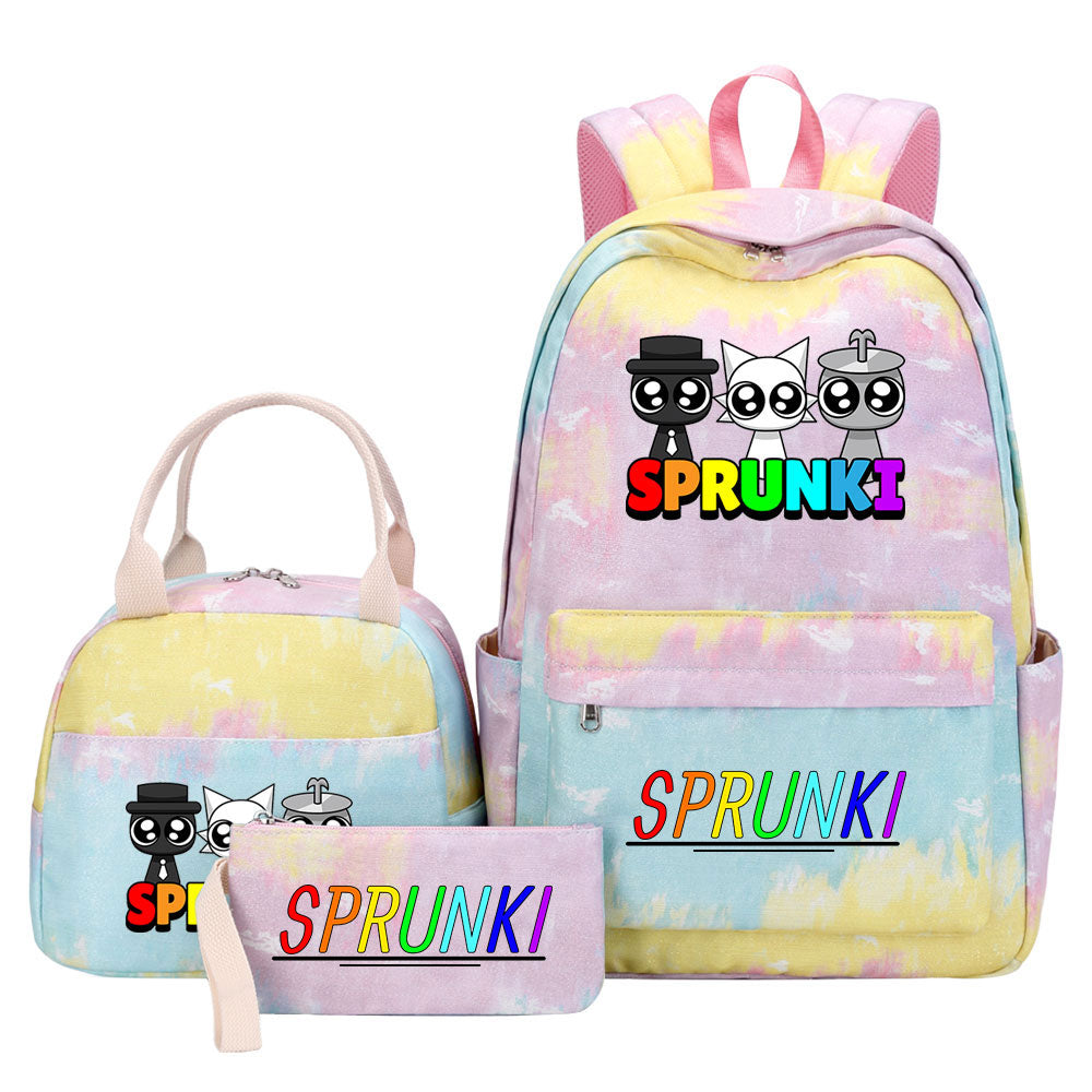 Sprunki Pink Starry Sky SchoolBag Backpack Lunch Box Bag Book Pencil Bags 3pcs Set