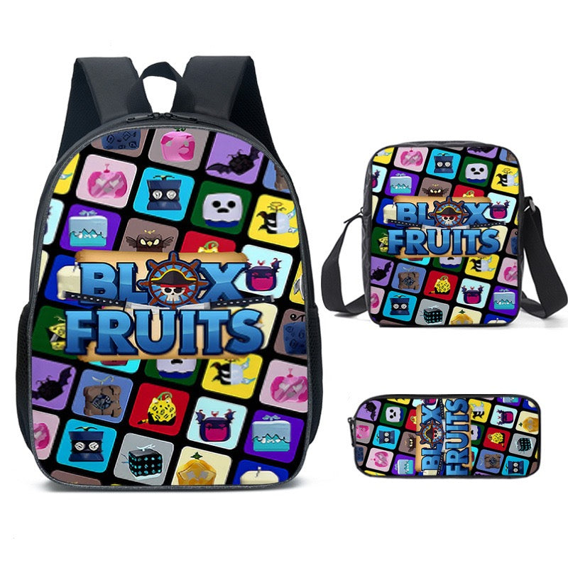 Blox Fruits Schoolbag Backpack Lunch Bag Pencil Case 3pcs Set Gift for Kids Students