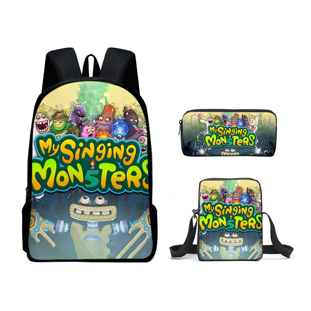 My Singing Monsters Schoolbag Backpack Lunch Bag Pencil Case 3pcs Set Gift for Kids Students