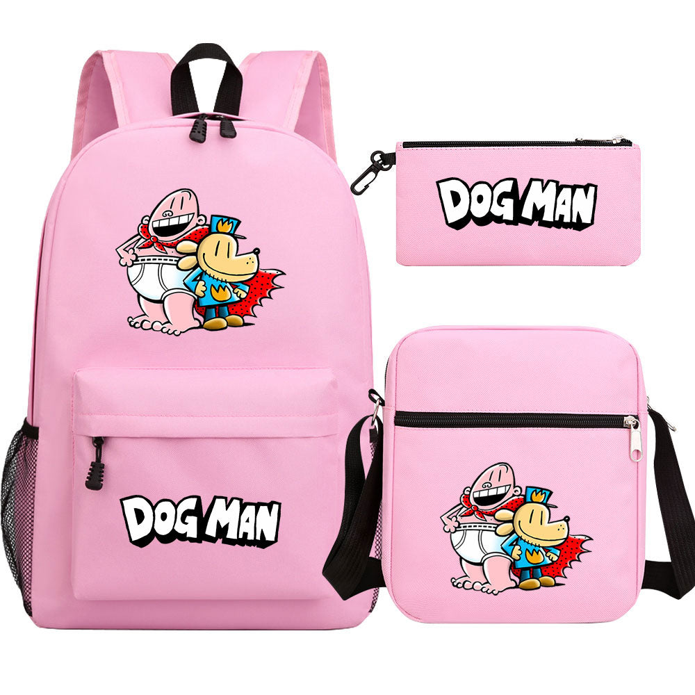 Dog Man School Bag Backpack Shoulder Bag Book Pencil Bags  3pcs Set