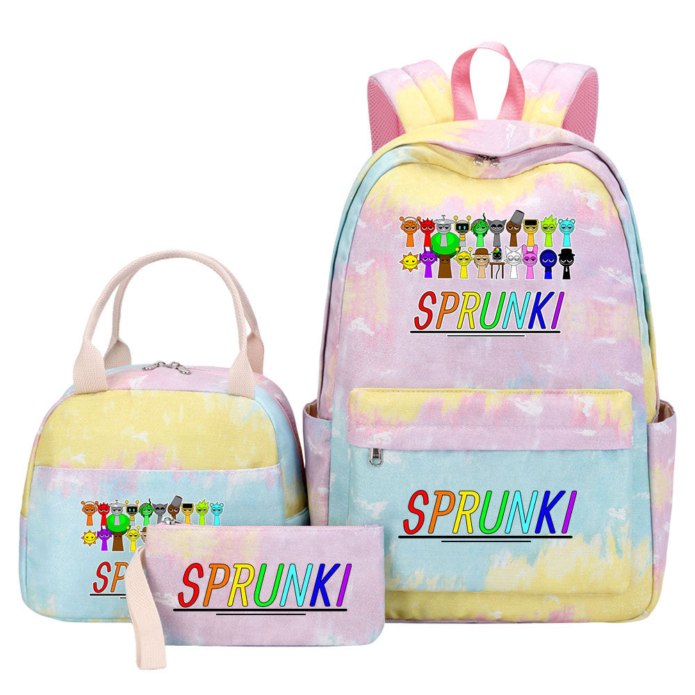 Sprunki Pink Starry Sky SchoolBag Backpack Lunch Box Bag Book Pencil Bags 3pcs Set