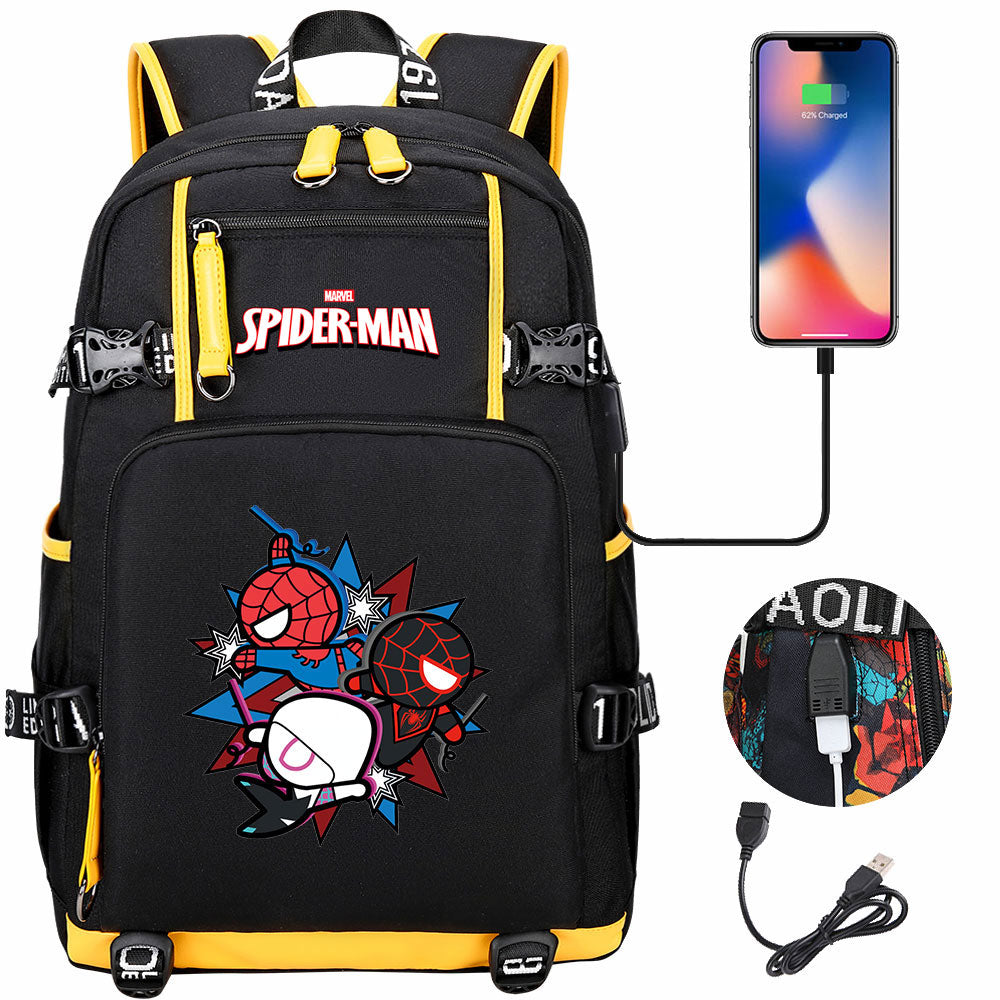 Spider Man Across the Spider Verse USB Charging Backpack School NoteBook Laptop Travel Bags