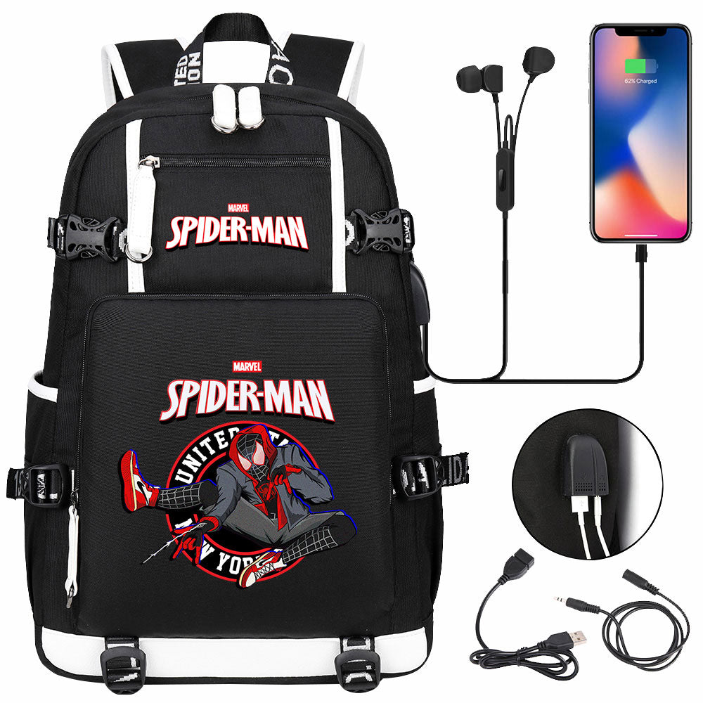 Spider Man Across the Spider Verse USB Charging Backpack School NoteBook Laptop Travel Bags