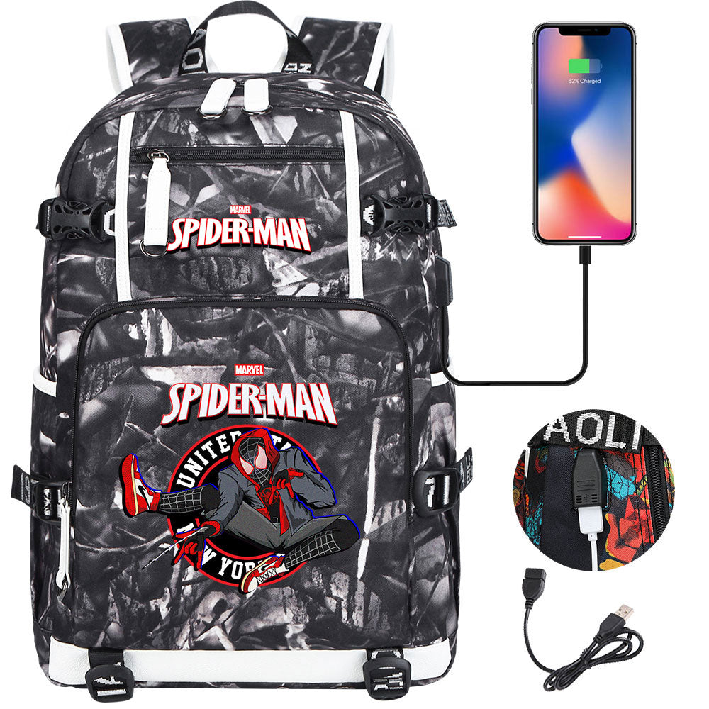 Spider Man Across the Spider Verse USB Charging Backpack School NoteBook Laptop Travel Bags