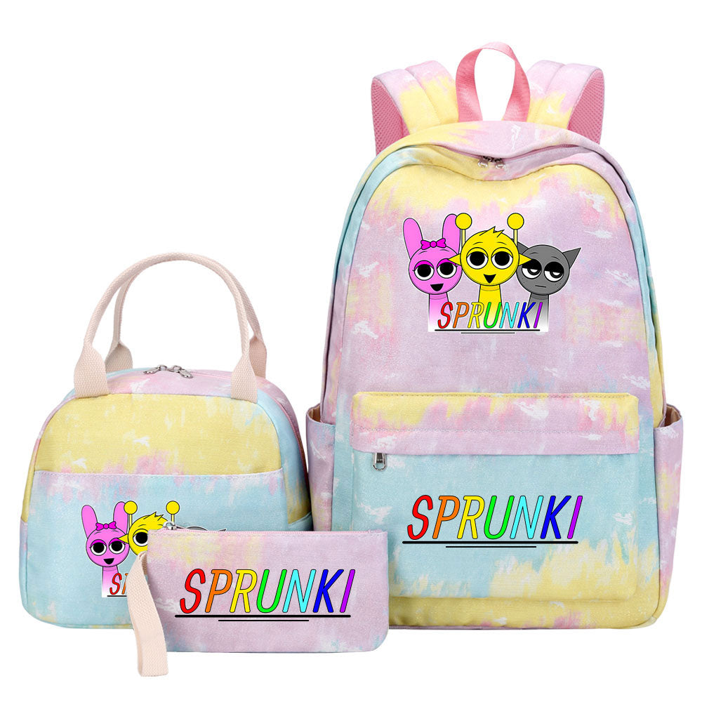 Sprunki Pink Starry Sky SchoolBag Backpack Lunch Box Bag Book Pencil Bags 3pcs Set