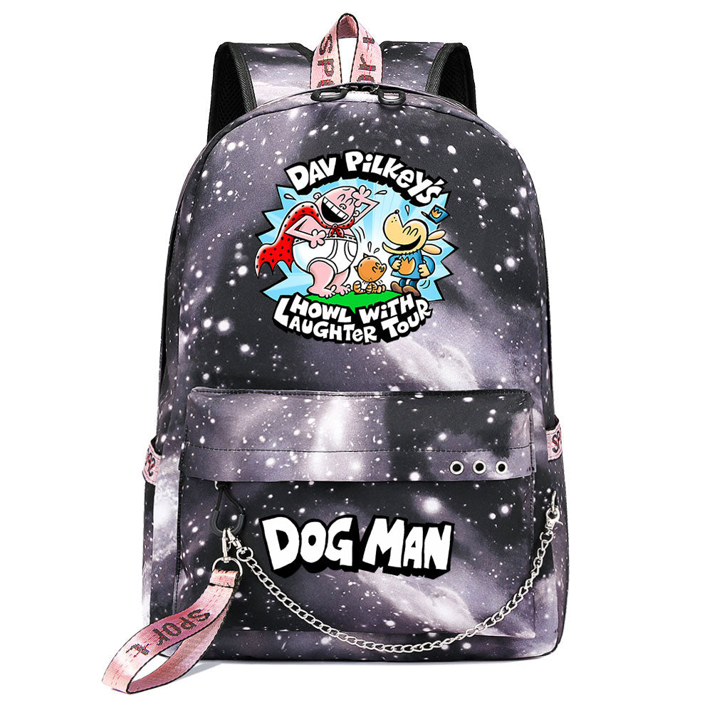 Dog Man USB Charging Backpack Shoolbag Notebook Bag Gifts for Kids Students