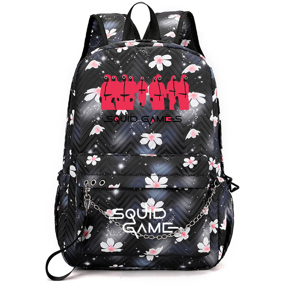 Squid Game USB Charging Backpack Shoolbag Notebook Bag Gifts for Kids Students