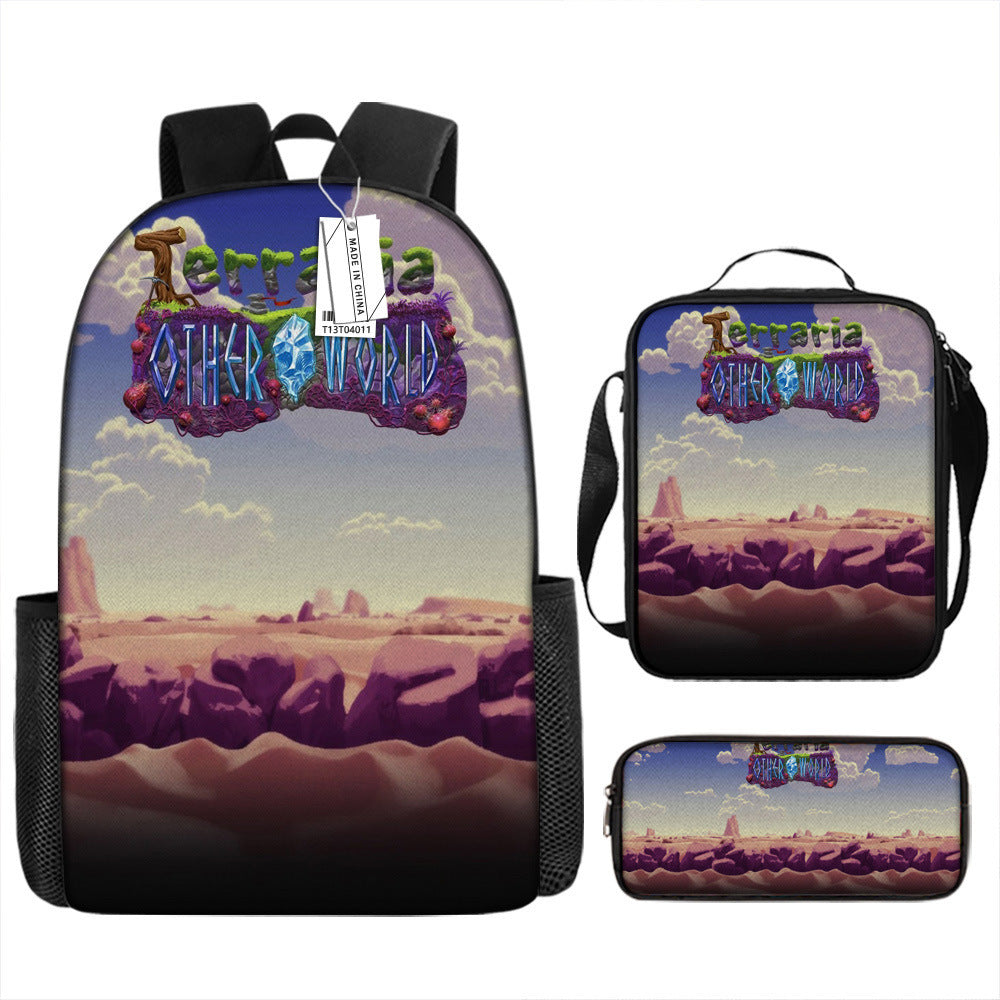 Terraria Schoolbag Backpack Lunch Bag Pencil Case 3pcs Set Gift for Kids Students