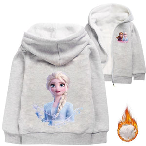 Frozen Elsa Princess Pullover Hoodie Sweatshirt Autumn Winter Unisex Sweater Zipper Jacket for Kids Boy Girls