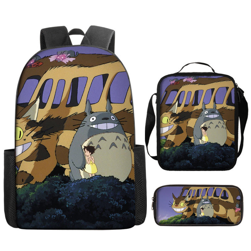 My Neighbor Totoro Schoolbag Backpack Lunch Bag Pencil Case 3pcs Set Gift for Kids Students